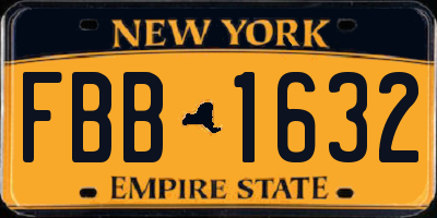 NY license plate FBB1632