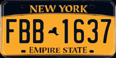 NY license plate FBB1637