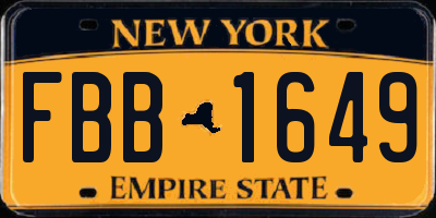 NY license plate FBB1649