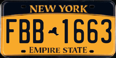 NY license plate FBB1663