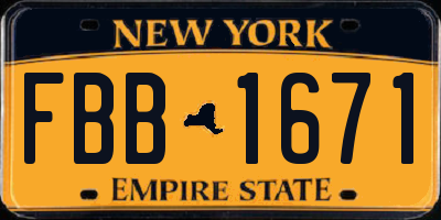 NY license plate FBB1671
