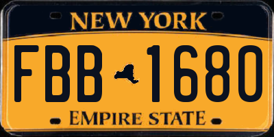 NY license plate FBB1680