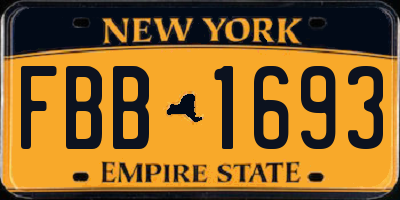 NY license plate FBB1693