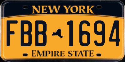 NY license plate FBB1694