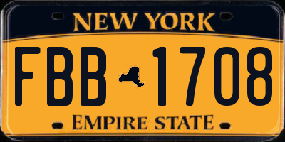NY license plate FBB1708