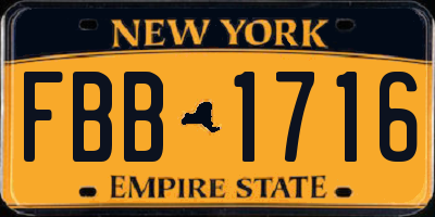NY license plate FBB1716