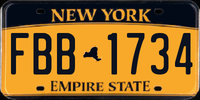 NY license plate FBB1734
