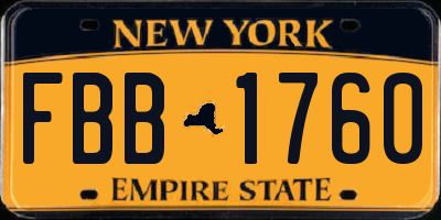 NY license plate FBB1760