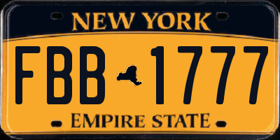NY license plate FBB1777