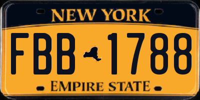 NY license plate FBB1788