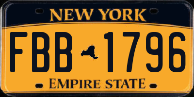 NY license plate FBB1796