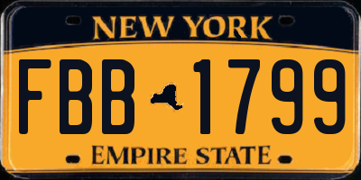 NY license plate FBB1799