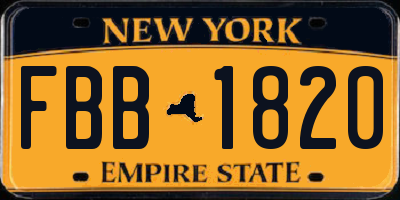 NY license plate FBB1820