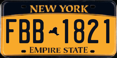 NY license plate FBB1821