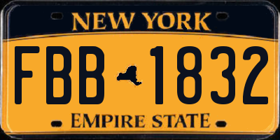 NY license plate FBB1832