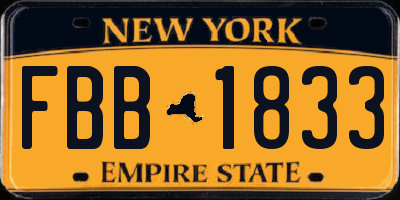 NY license plate FBB1833