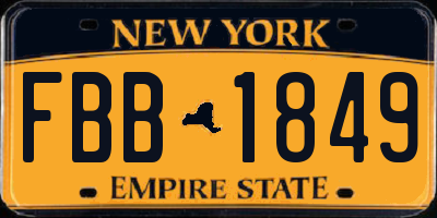 NY license plate FBB1849