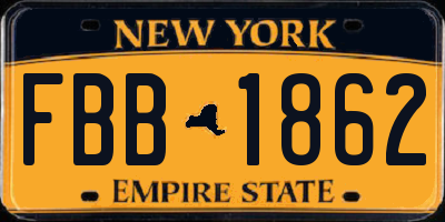 NY license plate FBB1862