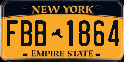 NY license plate FBB1864