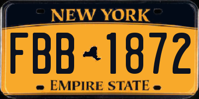NY license plate FBB1872