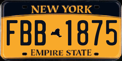 NY license plate FBB1875
