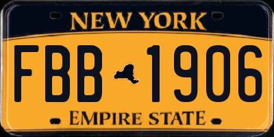 NY license plate FBB1906