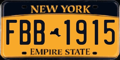 NY license plate FBB1915