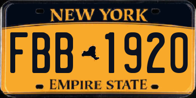 NY license plate FBB1920