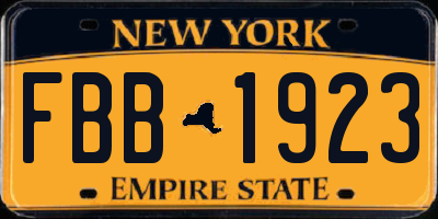 NY license plate FBB1923