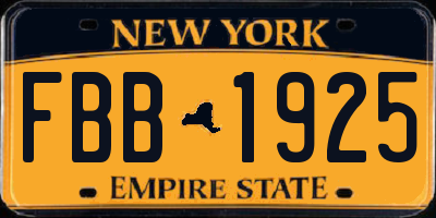 NY license plate FBB1925