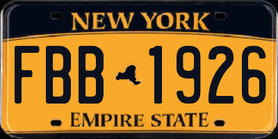 NY license plate FBB1926