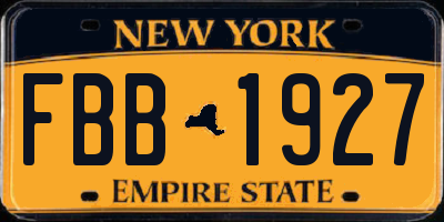 NY license plate FBB1927