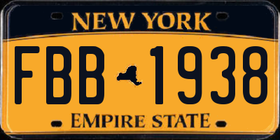 NY license plate FBB1938