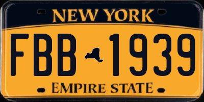 NY license plate FBB1939