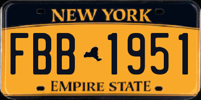 NY license plate FBB1951