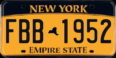 NY license plate FBB1952
