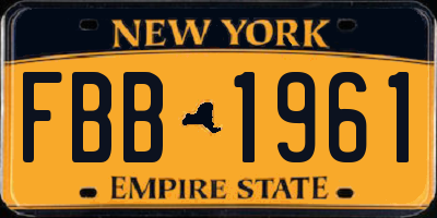 NY license plate FBB1961