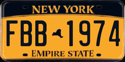 NY license plate FBB1974