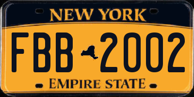 NY license plate FBB2002