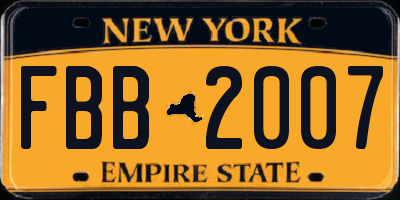 NY license plate FBB2007