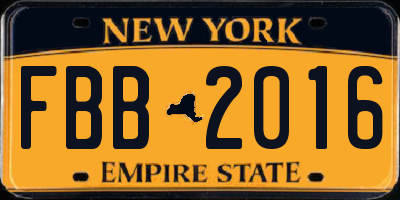 NY license plate FBB2016