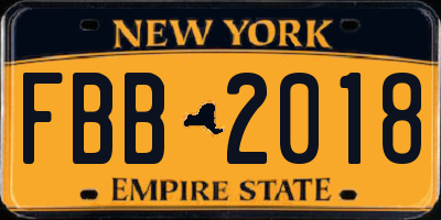 NY license plate FBB2018