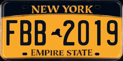 NY license plate FBB2019