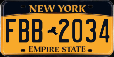 NY license plate FBB2034