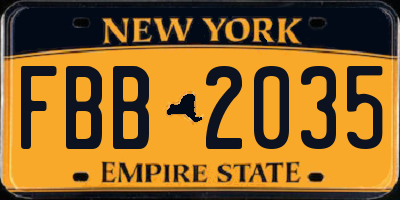 NY license plate FBB2035