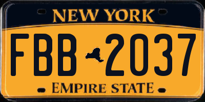 NY license plate FBB2037
