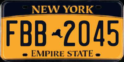 NY license plate FBB2045