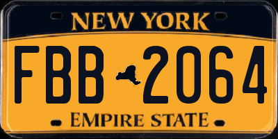 NY license plate FBB2064
