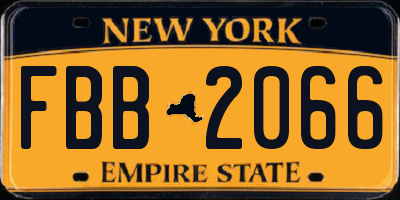 NY license plate FBB2066