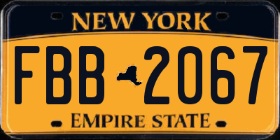 NY license plate FBB2067